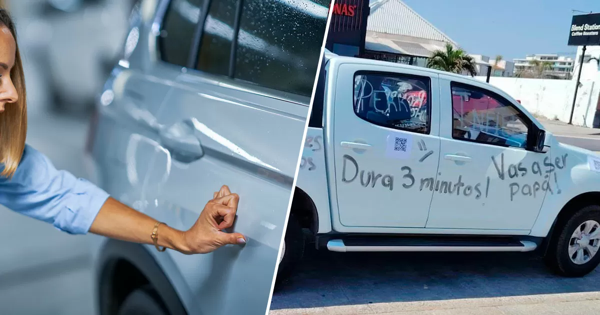 Le pintan su camioneta a vato fariseo y no sabemos qué está peor, si los rayones o lo que dicen