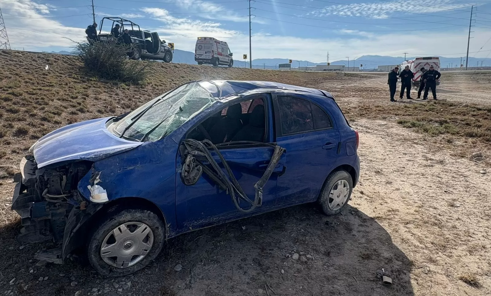 Vuelca y termina herido de gravedad en Ramos Arizpe