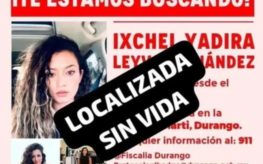 Confirman feminicidio de Ixchel Yadira, desaparecida en Durango