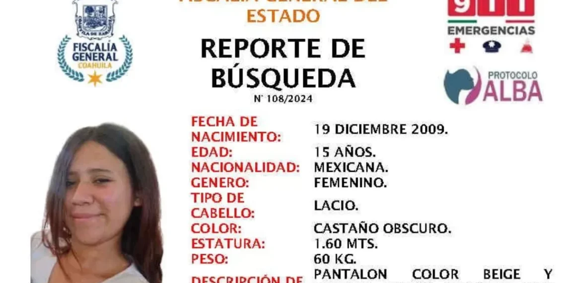 Adolescente desaparecida en Saltillo: buscan a Vianney Berenice García García