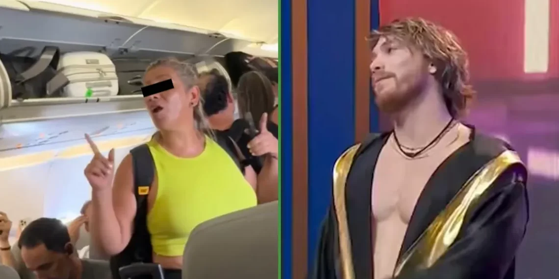 Señores pasajeros… cortesana hace promoción por Aldo de Nigris en pleno vuelo