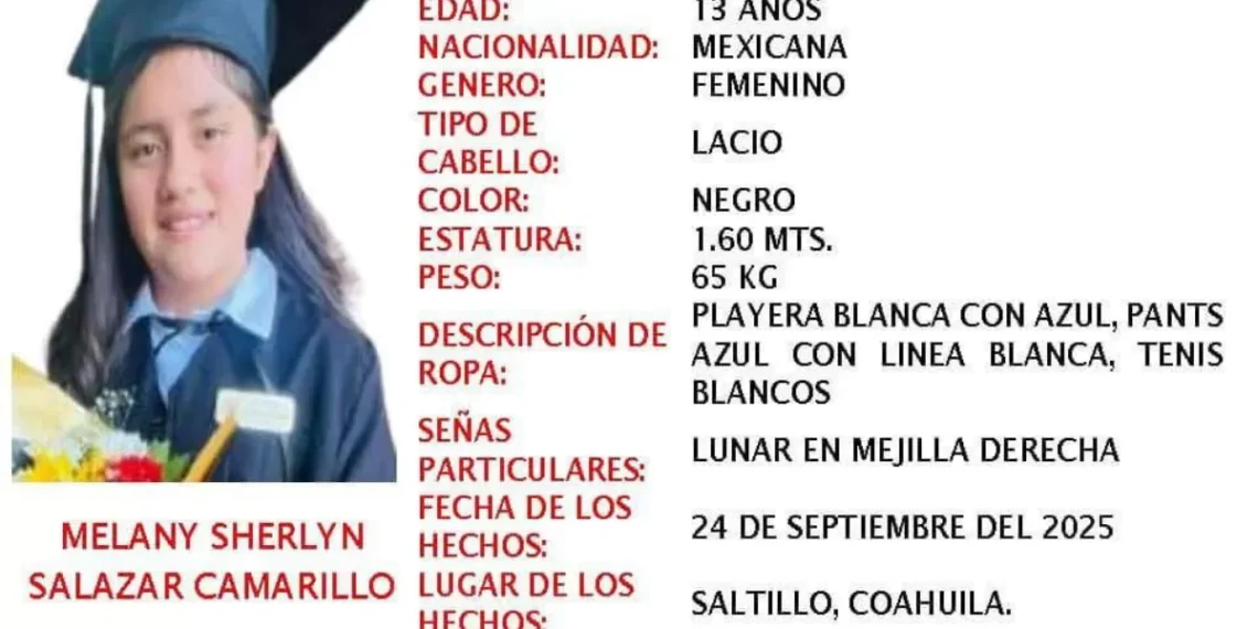 Desaparece menor de 13 años tras salir de colegio en Saltillo