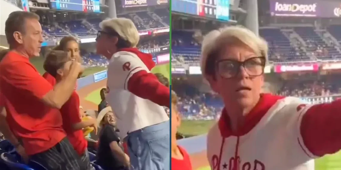 matrona enloquece en partido de béisbol y le quita una pelota a un niño