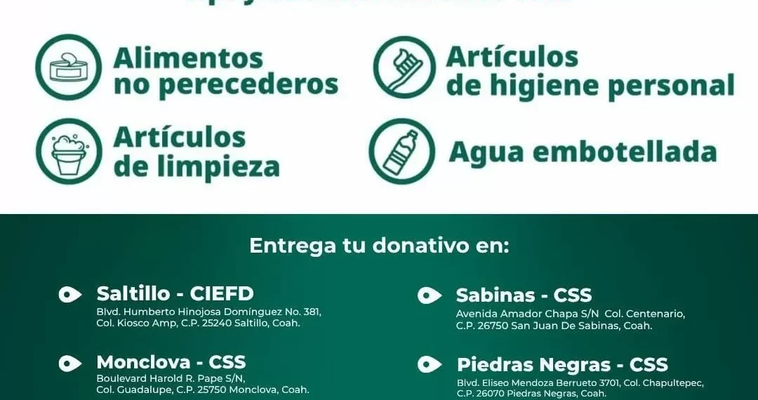 Instala IMSS Coahuila loco de acopio en Piedras Negras, para apoyar a damnificados por lluvias