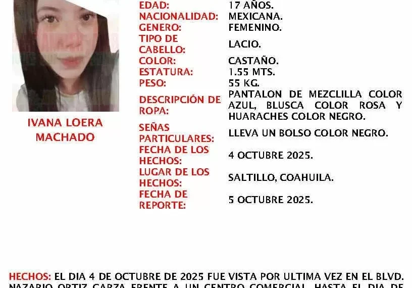 Cinco días sin saber de Ivana; mantiene FGE vigente Protocolo Alba