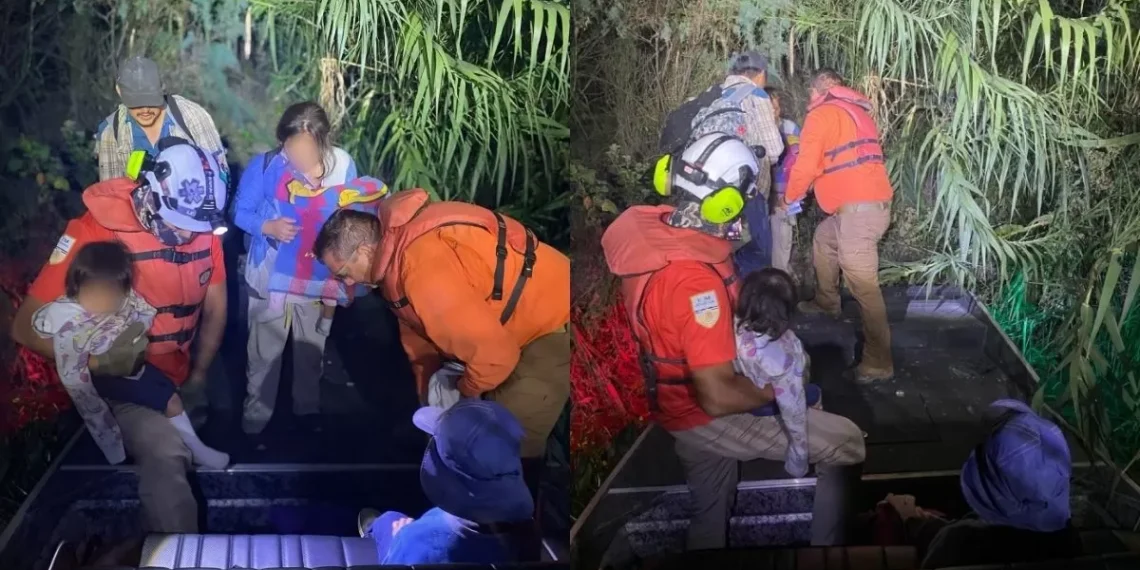 Grupo Beta rescata a familia originaria de Guatemala, perdida valla del Río Bravo