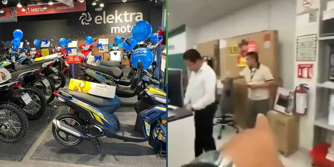 Empleados de Elektra se cobraron “a lo chino” y le quitaron una moto a un cliente de la botica