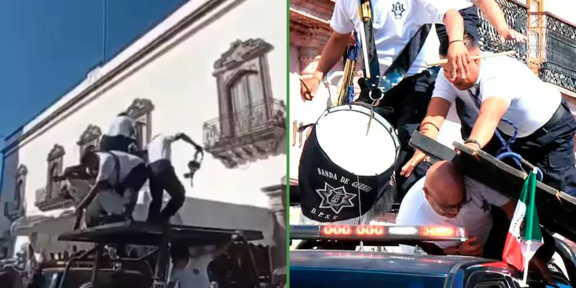 ¿Y cómo estuvo el carnavalada? Policías en Zacatecas se caen en pleno carro alegórico