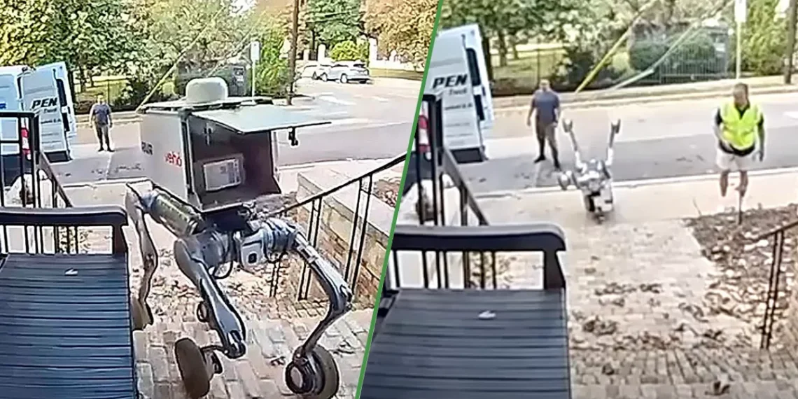 La tecnología nos va a sustitui… robot repartidor cae al querer entregar un remisión