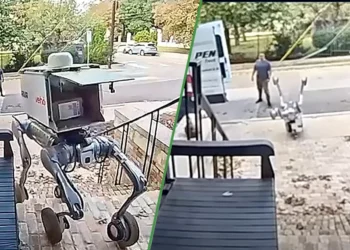 La tecnología nos va a sustitui… robot repartidor cae al querer entregar un remisión