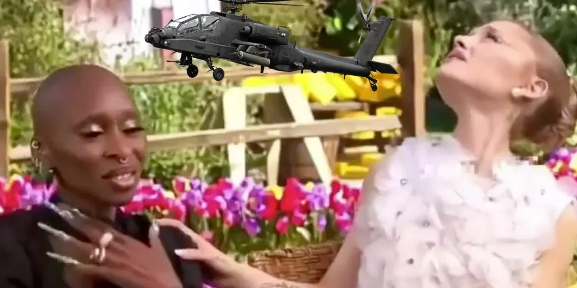 Cynthia Erivo empezó a llorar en una entrevista por el jolgorio de un helicóptero