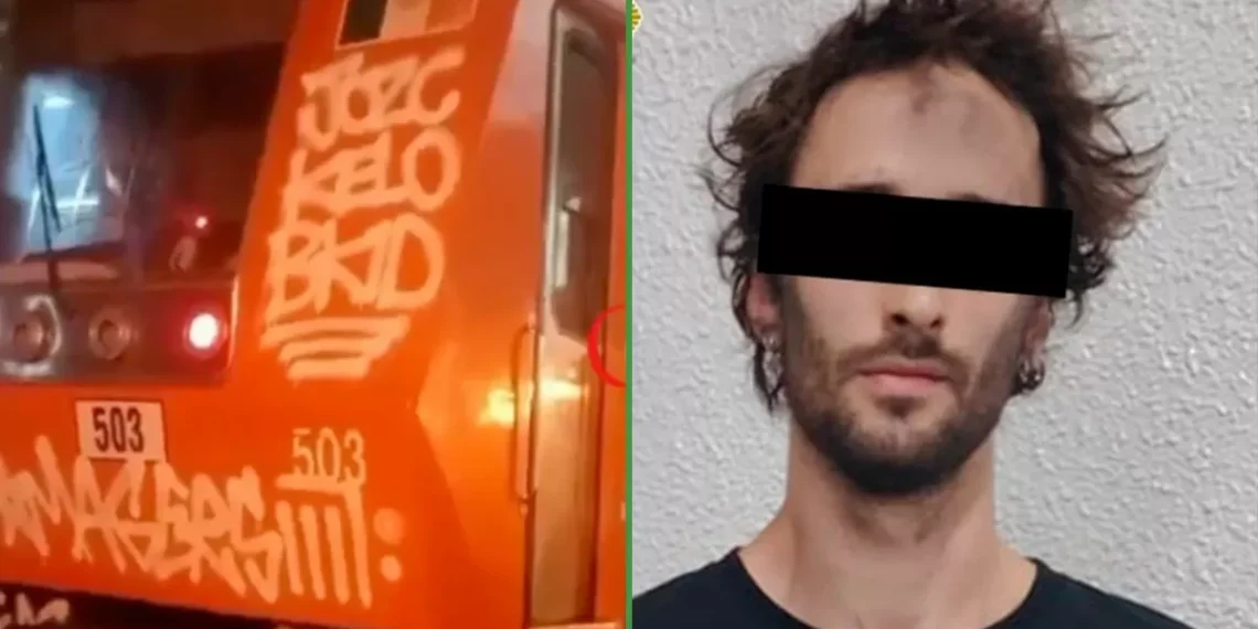 Hoy es el día inverso: detienen a gringo y francés por estar grafiteando el metropolitano de la CDMX