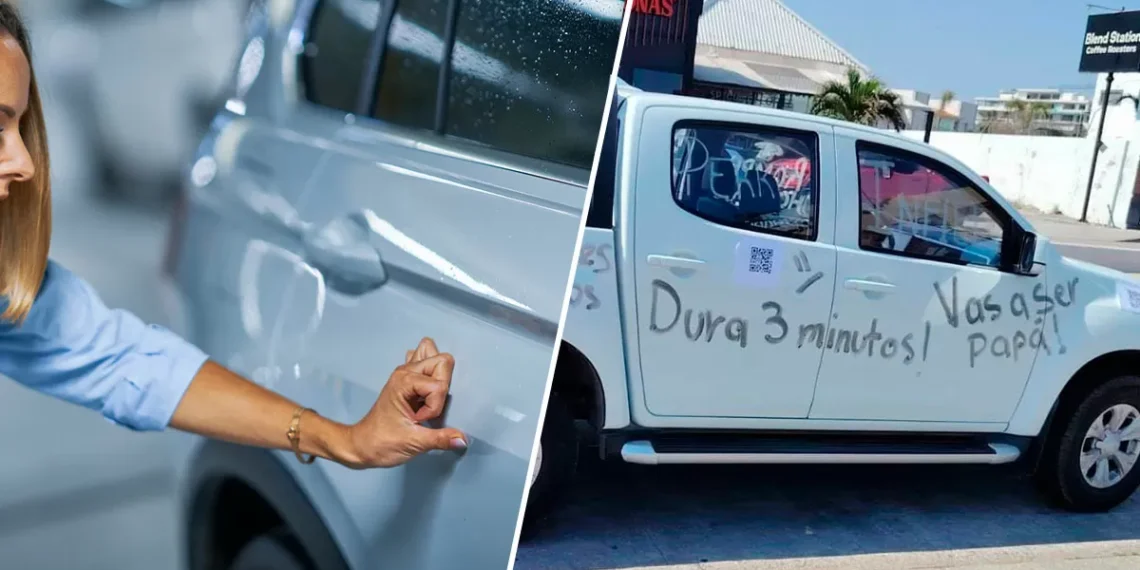 Le pintan su camioneta a vato fariseo y no sabemos qué está peor, si los rayones o lo que dicen