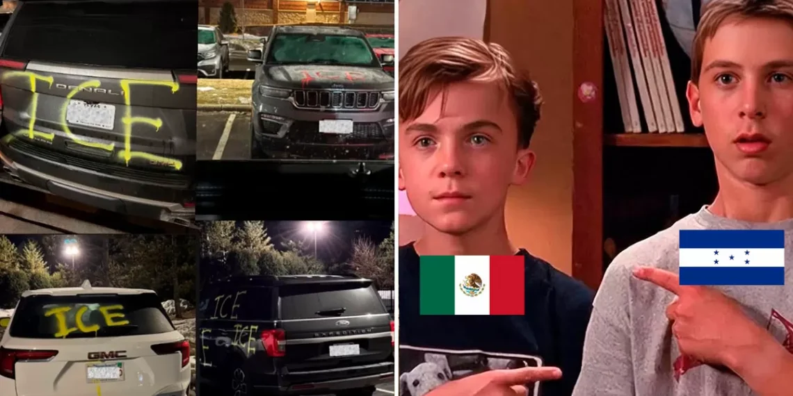 Grafitean patrullas de ICE, y mexicanos y hondureños se avientan la rebujo