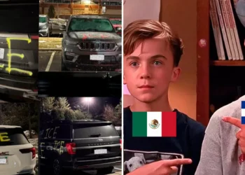 Grafitean patrullas de ICE, y mexicanos y hondureños se avientan la rebujo