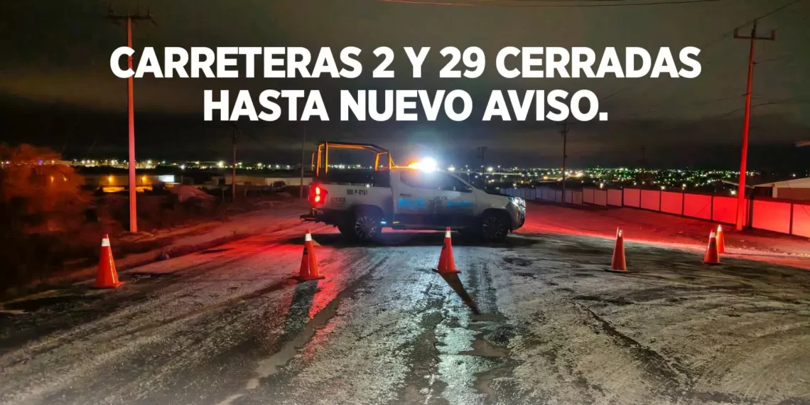 Anuncian cierre temporal de carreteras federales 2 y 59 por condiciones de hielo