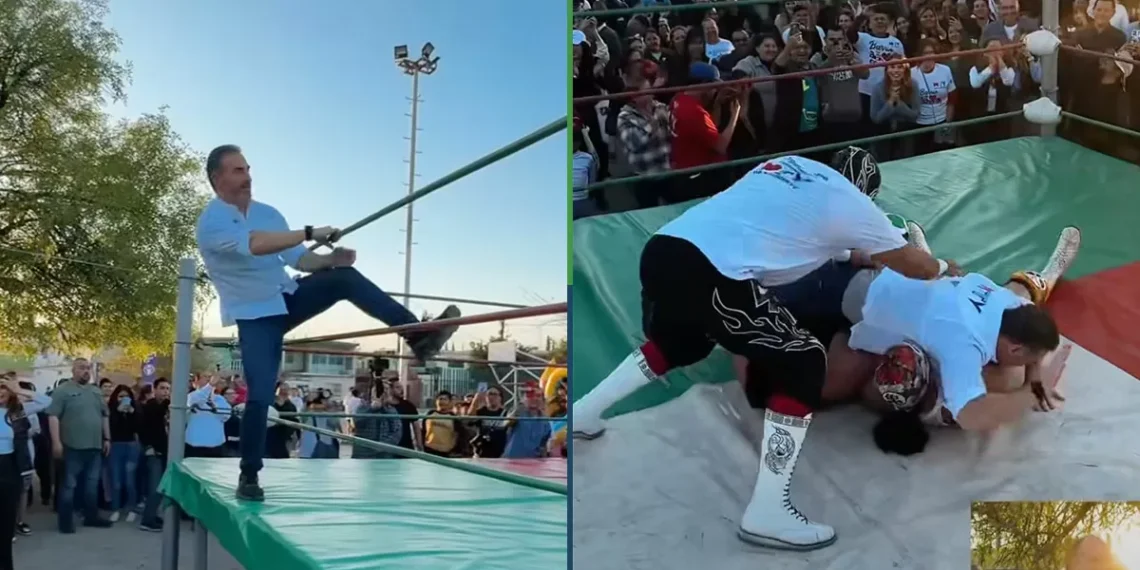 Política de altura: candidato de novato León se pone a hacer lucha libre en la calle